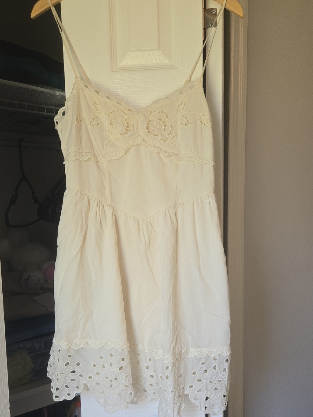American Eagle Outfitters Cream  Eyelet Dress